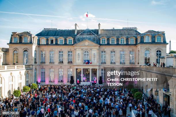 French DJ and producer Chloé Thévenin aka DJ Chloe, performs during the annual "Fete de la Musique" in the courtyard of the Elysee Palace, in Paris,...