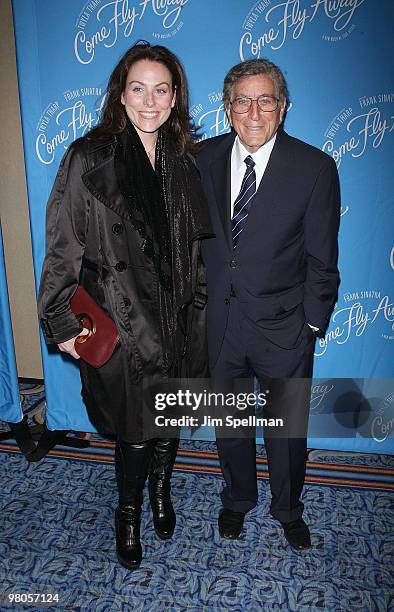 Singer Tony Bennett and daughter Joanna Bennett attend the Broadway opening of "Come Fly Away" at the Marriot Marquis on March 25, 2010 in New York...