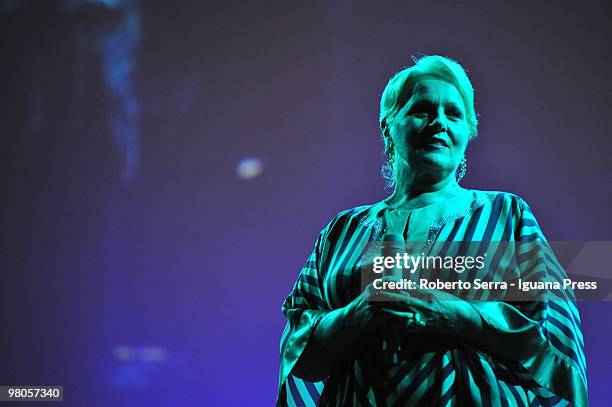 Katia Ricciarelli perform in the charity concert in support of Santo Stefano church restoration at Futurshow Station on March 23, 2010 in Bologna,...