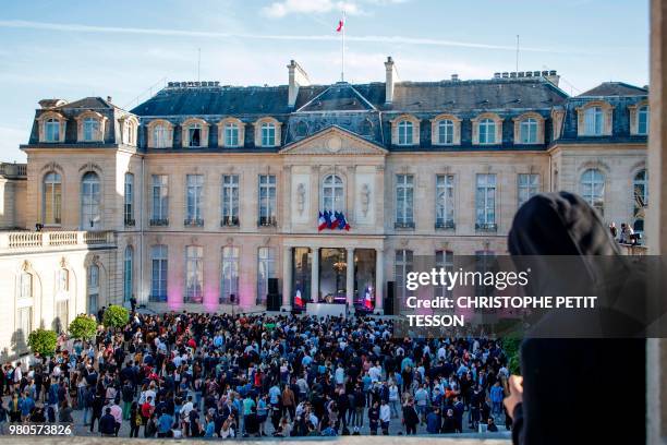 French DJ and producer Chloé Thévenin aka DJ Chloe, performs during the annual "Fete de la Musique" in the courtyard of the Elysee Palace, in Paris,...