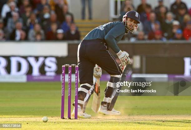 Alex Hales of England during the 4th Royal London ODI at Emirates Durham ICG on June 21, 2018 in Chester-le-Street, England.