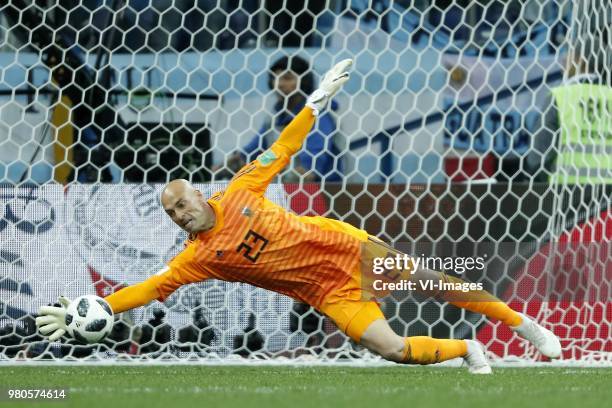 Goalkeeper Willy Caballero of Argentina during the 2018 FIFA World Cup Russia group D match between Argentina and Croatia at the Novgorod stadium on...