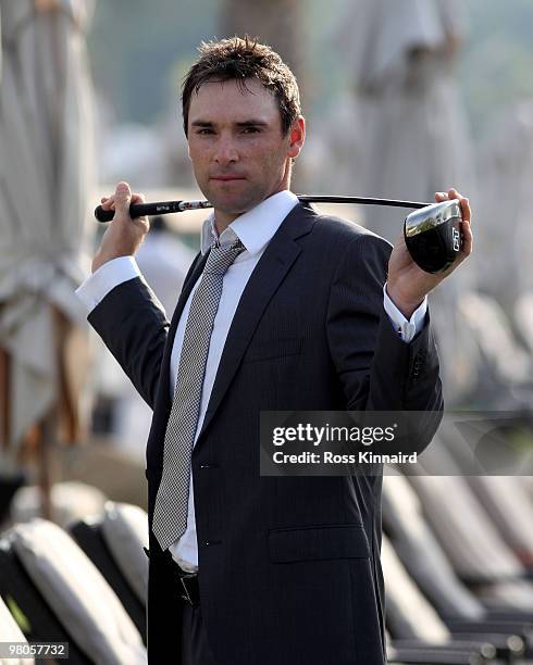 Oliver Wilson of England during a photo shoot in Dubai prior to the Omega Dubai Desert Classic on the Majlis Course at the Emirates Golf Club on...