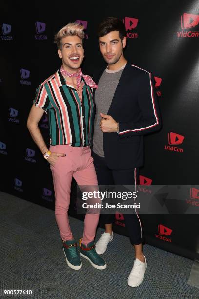 Joey Gracefffa and Daniel Preda attend the 9th Annual VidCon at Anaheim Convention Center on June 20, 2018 in Anaheim, California.