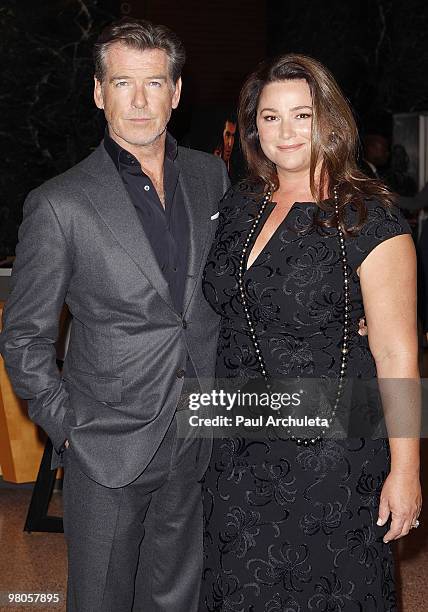 Actors Pierce Brosnan and his wife Keely Shaye Smith arrive at the Los Angeles premiere of "The Greatest" at Linwood Dunn Theater at the Pickford...