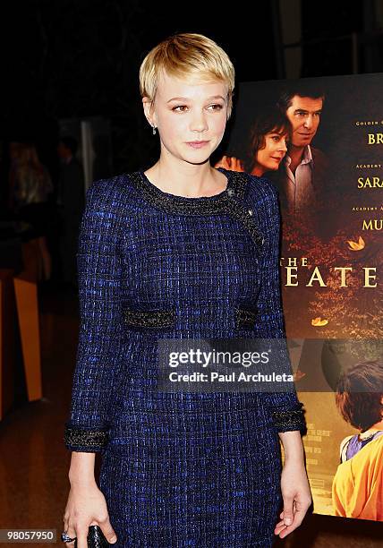 Actress Carey Mulligan arrives at the Los Angeles premiere of "The Greatest" at Linwood Dunn Theater at the Pickford Center for Motion Study on March...