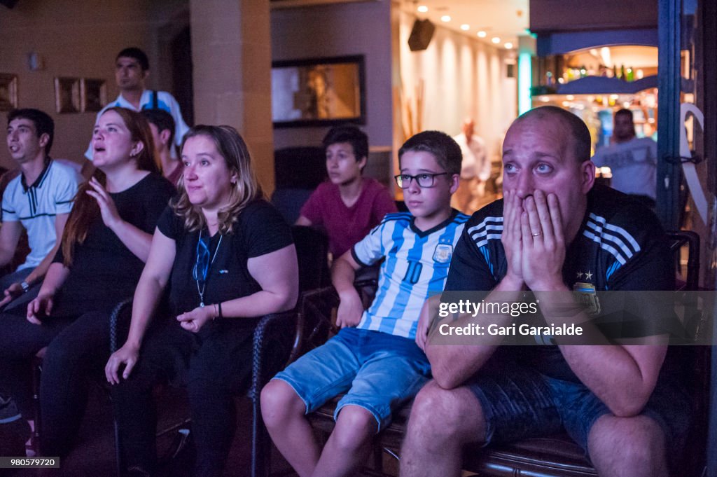 Argentinian Fans Watch The Worldcup in Irun