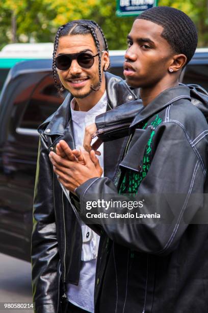 Quincy and Christian Combs, are seen in the streets of Paris before the Rick Owens show, during Paris Men's Fashion Week Spring/Summer 2019 on June...