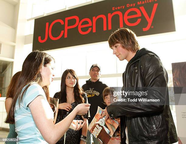 Big Time Rush member James Maslow speaks with fans at the launch of Prom Season 2010 at JCPenney on March 25, 2010 in Culver City, California.