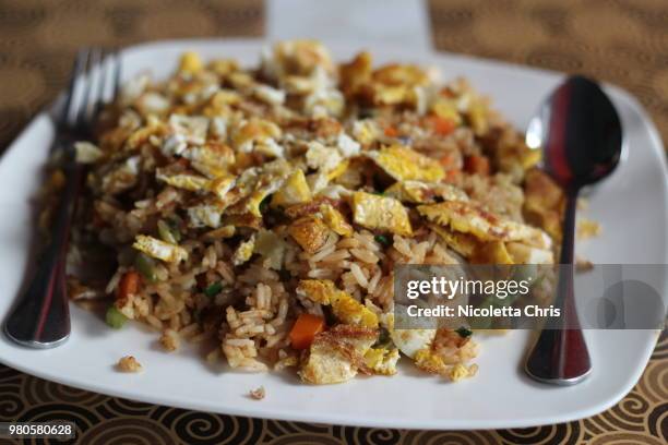 fried egg rice - nicoletta stock pictures, royalty-free photos & images