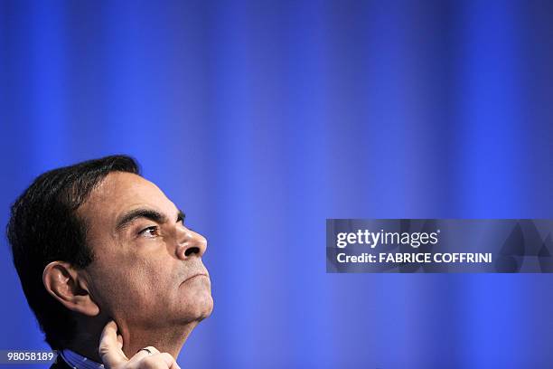 Renault-Nissan Chairman and CEO Carlos Ghosn attends a session entitled "From Copenhagen to Mexico: What's Next?" on the third day of the World...