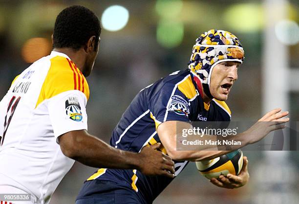 Stirling Mortlock of the Brumbies in action during the round seven Super 14 match between the Brumbies and the Chiefs at Canberra Stadium on March...
