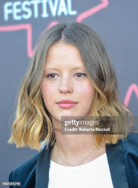 Actress Mia Goth attends a photocall for the UK Premiere of 'The Secret of Marrowbone' during the 72nd Edinburgh International Film Festival at...