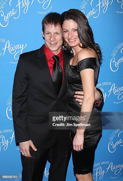 Actor John Selya and guest attend the Broadway opening of "Come Fly Away" after party at the Roseland Ballroom on March 25, 2010 in New York City.