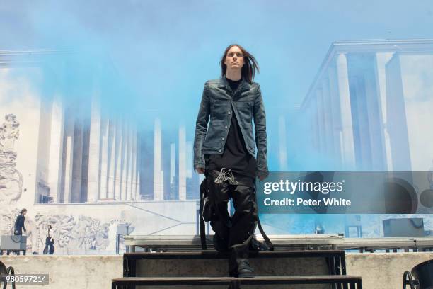 Model walks the runway during the Rick Owens Menswear Spring/Summer 2019 show as part of Paris Fashion Week on June 21, 2018 in Paris, France.