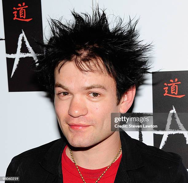 Musician/singer Deryck Whibley arrives to celebrate his birthday at Tao Nightclub at the Venetian on March 25, 2010 in Las Vegas, Nevada.