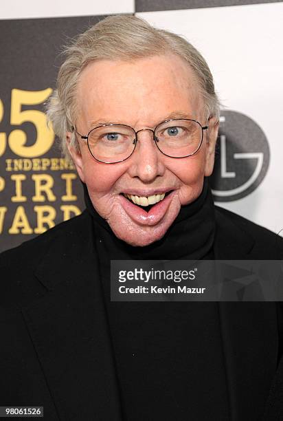 Roger Ebert arrives at the 25th Film Independent Spirit Awards held at Nokia Theatre L.A. Live on March 5, 2010 in Los Angeles, California.