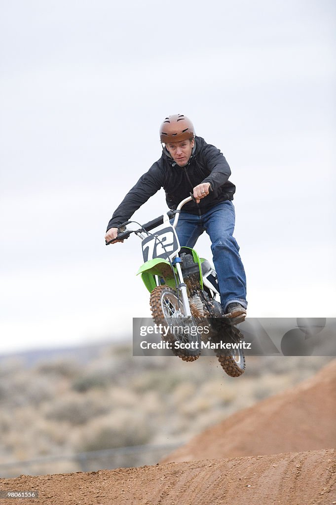 Man on mini moto, Virgin, Utah.