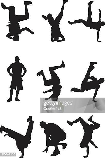 awesome breakdancers - 18 19 years stock illustrations