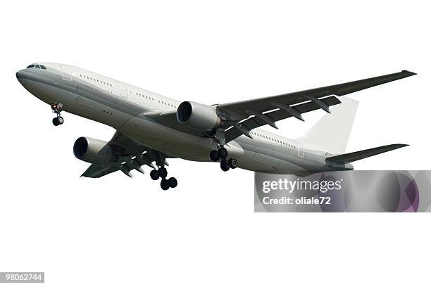 airplanes flying isolated on white, side view - aeroplane parts stock pictures, royalty-free photos & images