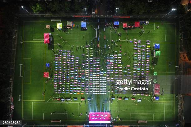 On June 21 local yoga lovers in binzhou city, shandong province, China, held a night yoga activity together.PHOTOGRAPH BY Costfoto / Future Publishing