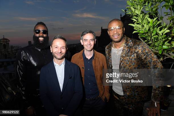 James Harden, Jeremy Langmead, Toby Bateman and PJ Tucker attend the Cocktail Party for Mr Porter at Perchoir Du Marais as part of Paris Fashion Week...