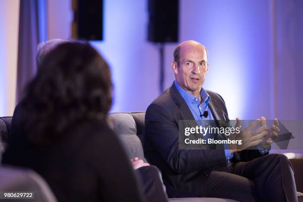 Adam Warby, chief executive officer of Avanade Inc., speaks during the Bloomberg Breakaway CEO Summit in New York, U.S., on Thursday, June 21, 2018....