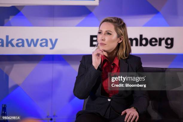 Rosanna Myers, co-founder and chief executive officer of Carbon Robotics Inc., pauses while speaking during the Bloomberg Breakaway CEO Summit in New...
