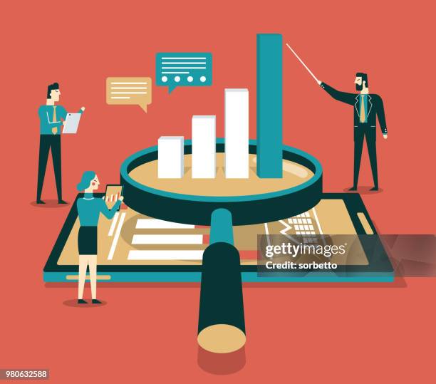 daten analyse flache isometrische vektor-konzept - analysieren stock-grafiken, -clipart, -cartoons und -symbole