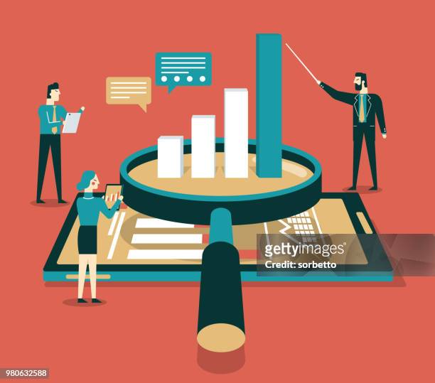 data analysis flat isometric vector concept - business solutions stock illustrations