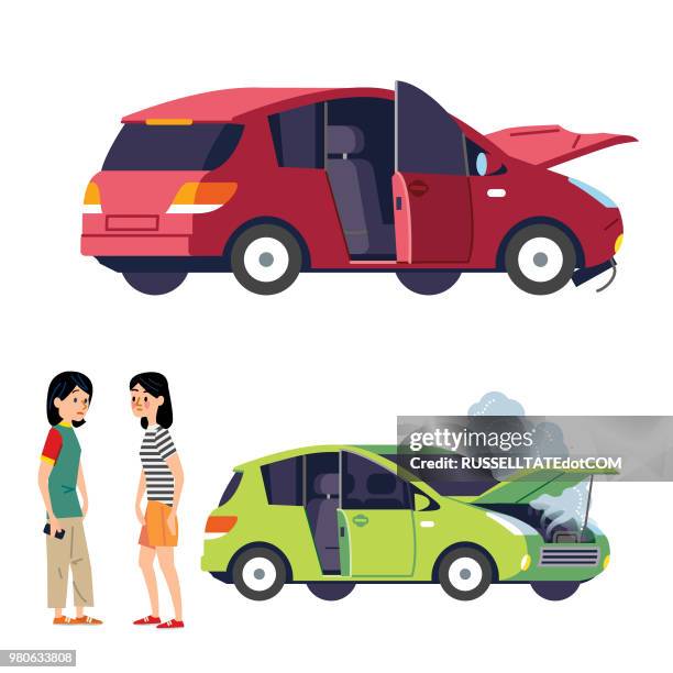texting caused a collision - road low angle stock illustrations