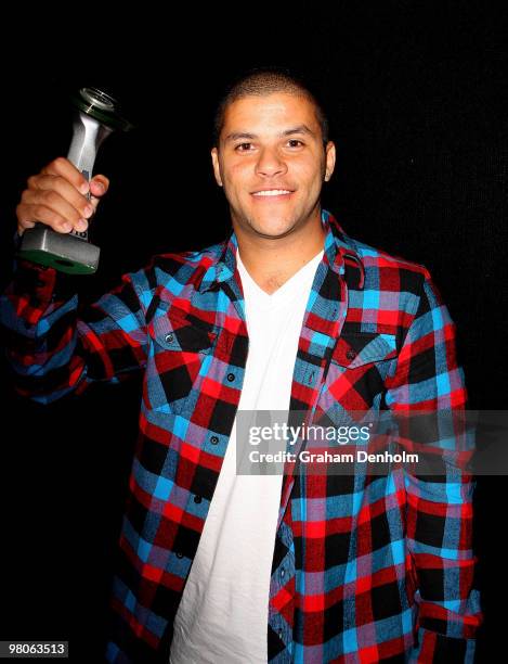 Musician Kid Mac poses with the Urban award at the 2010 Musicoz Awards at Sydney Town Hall on March 26, 2010 in Sydney, Australia.