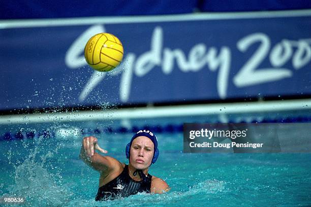 Naomi Castle of Australia in action during the Women's Water Polo match played between Australia and the U.S.A held at the Ryde Aquatic Centre during...