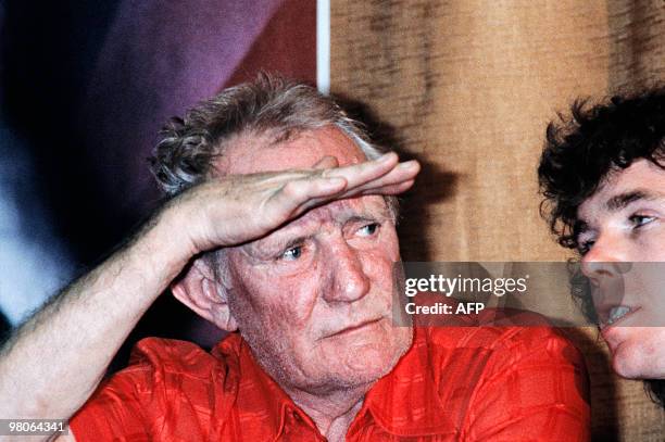 Actor Trevor Howard presents "Les années lumière" by Swiss director Alain Tanner during the 34th International Cannes Film Festival in Cannes on July...