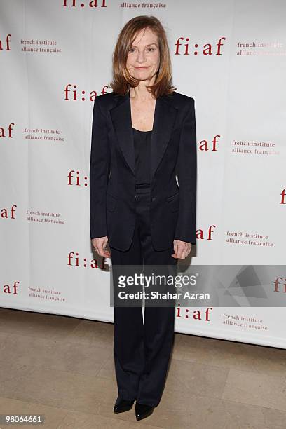 Isabelle Huppert attends the 2009 French Institute Alliance Francaise Trophee des Arts Gala at The Plaza Hotel on November 2, 2009 in New York City.