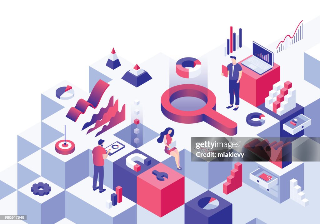 Business analysis isometric concept
