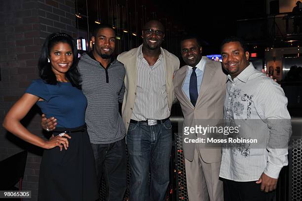 Denise Boutte, Michael Jai White, Roger Bobb, Kasim Reed and Alfonso Ribeiro attend the "Why Did I Get Married Too?" premiere at Regal Atlantic...