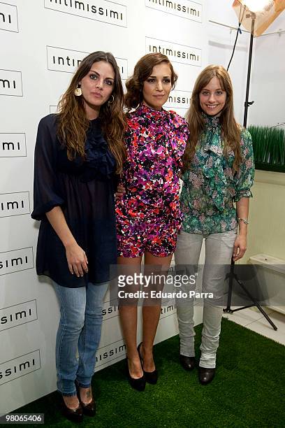 Actress Amaia Salamanca, Paula Echevarria and Michelle Jenner attend new Intimisimi collection photocall at Intimisimi store on March 26, 2010 in...