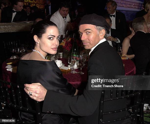 Angelina Jolie and Billy Bob Thornton at the Golden Globe Awards at the Beverly Hilton January 20, 2002 in Beverly Hills, California.