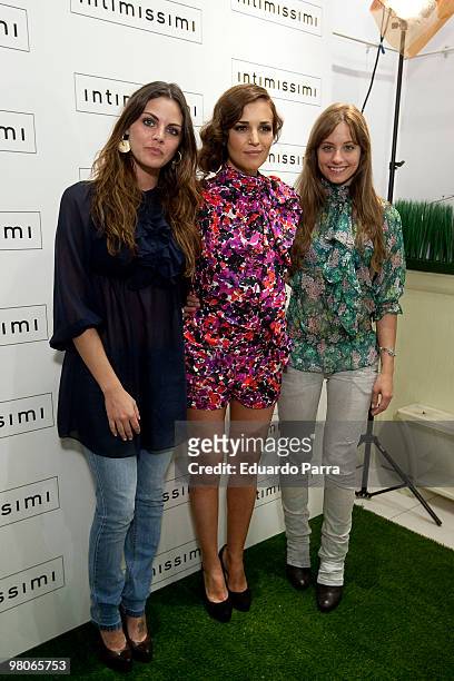 Actress Amaia Salamanca, Paula Echevarria and Michelle Jenner attend new Intimisimi colecction photocall at Intimisimi store on March 26, 2010 in...