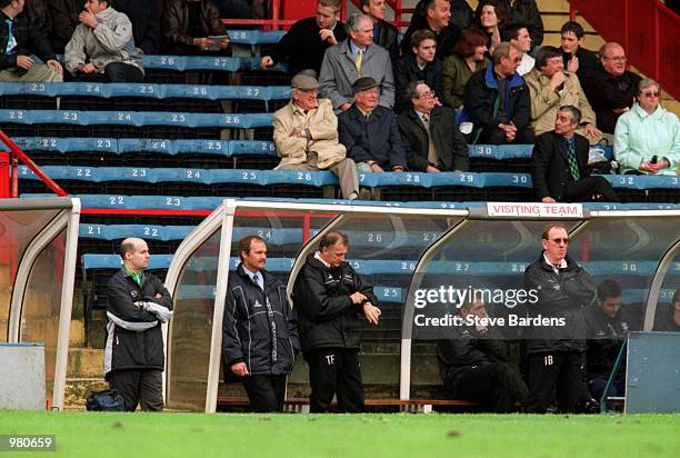 Manager of Birmingham, Trevor Francis checks his watch during the Wimbledon v Birmingham City Nationwide First Division match played at Selhurst...