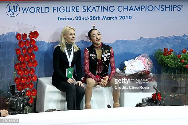 Mao Asada of Japan looks on after her Ladies Short Program during the 2010 ISU World Figure Skating Championships on March 25, 2010 at the Palevela...