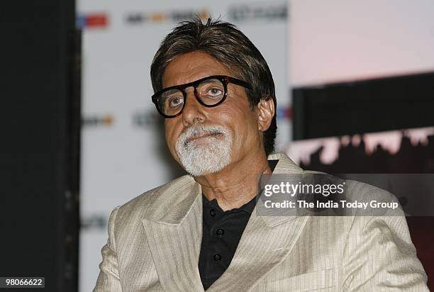 Amitabh Bachchan attends a campaign to save tigers organized by a media channel in New Delhi on March 25, 2010.