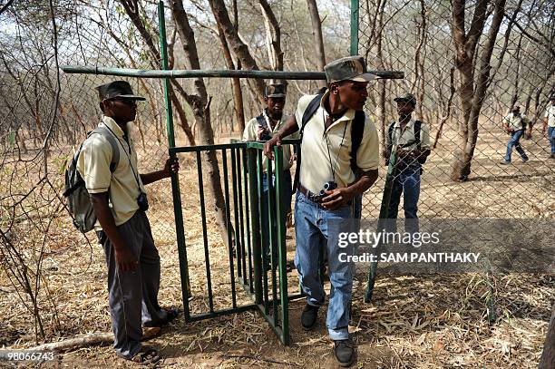 Indian youths from the Siddi community from the Sasan Gir region of Gujarat state participate in a field session as part of an Eco Guide training...