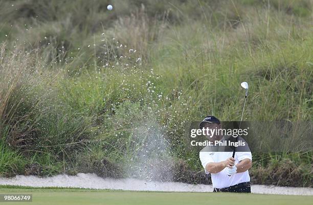 Ian Woosnam of Wales in action during the first round of the Berenberg Bank Masters played over The Links at Fancourt on March 26, 2010 in George,...