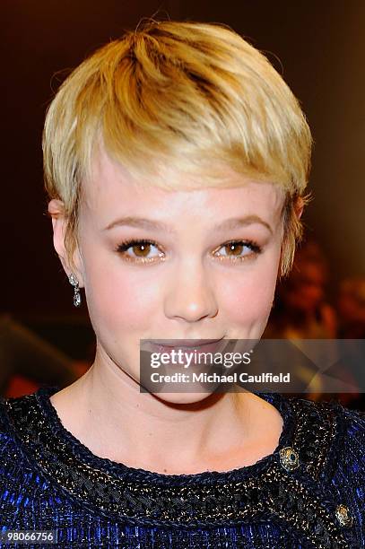 Actress Carey Mulligan arrives at "The Greatest" Los Angeles Premiere at Linwood Dunn Theater on March 25, 2010 in Hollywood, California.