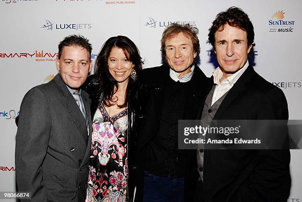 Actor Corey Haim, Genitrix Georges, G. Tom Mac and John Shea attend the Primary Wave Music Publishing pre-Grammy party at SLS Hotel on February 7,...