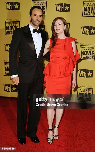 Designer Tom Ford and actress Julianne Moore arrives at the 15th annual Critics' Choice Movie Awards held at Hollywood Palladium on January 15, 2010...