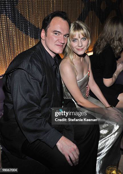 Director Quentin Tarantino and actress Melanie Laurent attend the Weinstein Company Golden Globes after party co-hosted by Martini held at BAR 210 at...