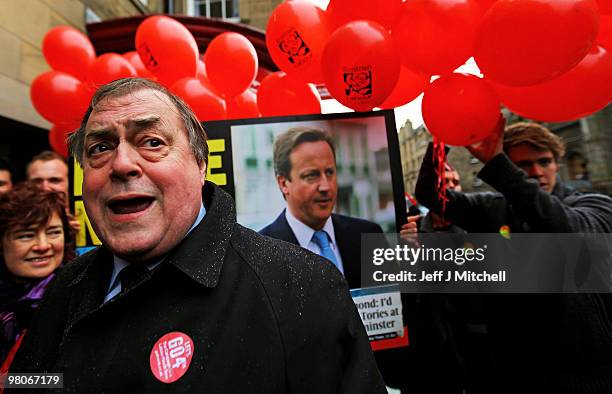 Former deputy Prime Minister John Prescott joined Labour candidates and activists ahead of the Scottish Labour Party Conference on March 26, 2010 in...